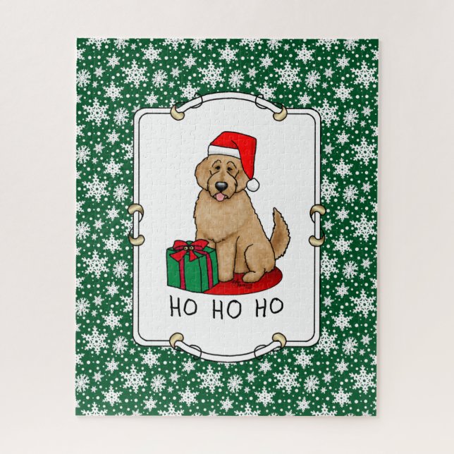 Puzzle Navidades Santa Goldendoodle (rojo dorado) Cute de (Vertical)