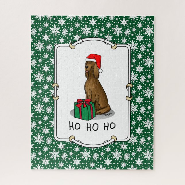 Puzzle Navidades Santa Hat Irish Setter Dog (rojo 1) (Vertical)