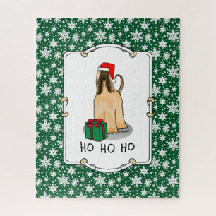 Puzzle Navidades Santa Hat Perro perro hebilla afgana