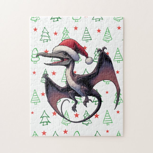 Puzzle Navidades Santa hat pterodáctilo (Vertical)