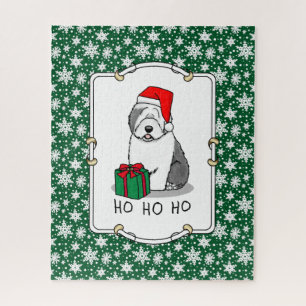 Puzzle Navidades Santa Old English Sheepdog (Gris 1) Cute
