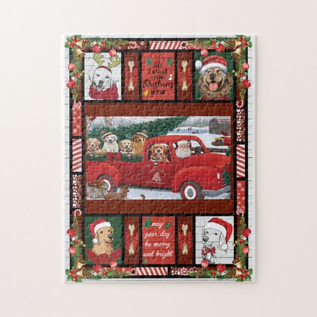 Puzzle Navidades Santa Red Truck recuperador de oro (Vertical)
