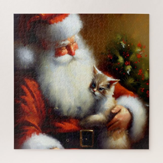 Puzzle Navidades Santa y un gato (3) (Vertical)