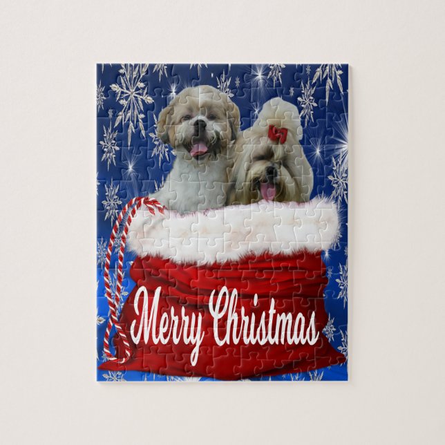 Puzzle Navidades Shih tzu Dog (Vertical)