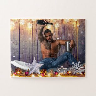 Puzzle Navidades SlipperyJoe estrellas doradas luces moja