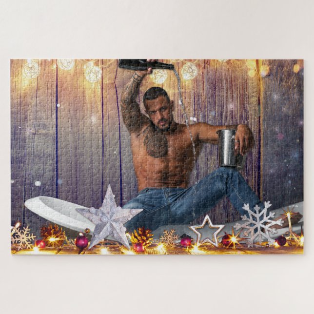 Puzzle Navidades SlipperyJoe regalos de orgullo gay LGBTQ (Horizontal)
