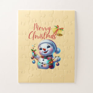 Puzzle Navidades Snowman con Bells Festividad de arte