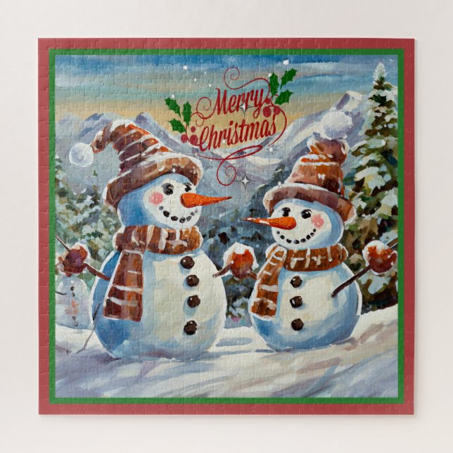 Puzzle Navidades Snowmen, Feliz Navidad, (Vertical)
