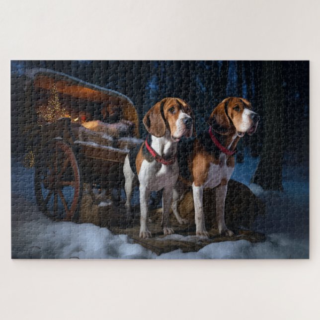 Puzzle Navidades Snowy Sleigh de Foxhound Inglés American (Horizontal)