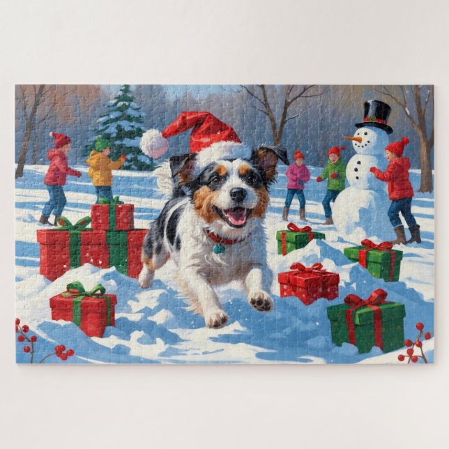 Puzzle Navidades Terrier Australianos celebran escena de  (Horizontal)