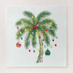 Puzzle Navidades tropicales Palm Tree con Luces y Ornam