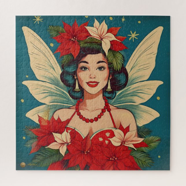 Puzzle Navidades tropicales retro años 50 Pin-Up Beauty Q (Vertical)