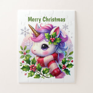 Puzzle Navidades unicornio fantasía chicas personalizable