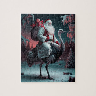Puzzle Navidades únicos y divertidos de Santa y Ostrich N