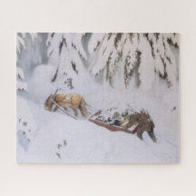 Navidades viajan por la nieve (por Kittelsen)