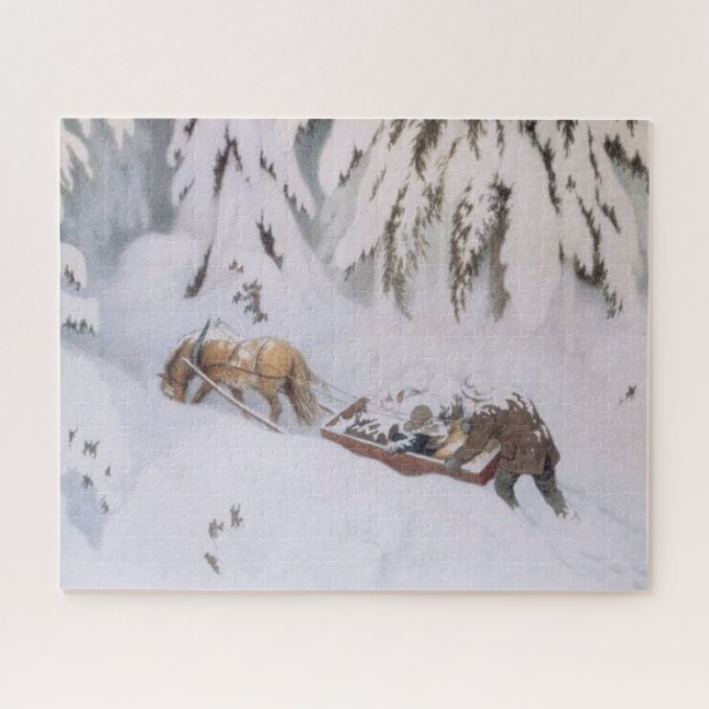 Puzzle Navidades viajan por la nieve (por Kittelsen) (Horizontal)