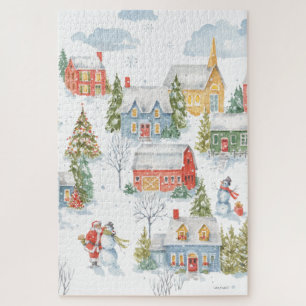 Puzzle Navidades Village Santa Snowmen