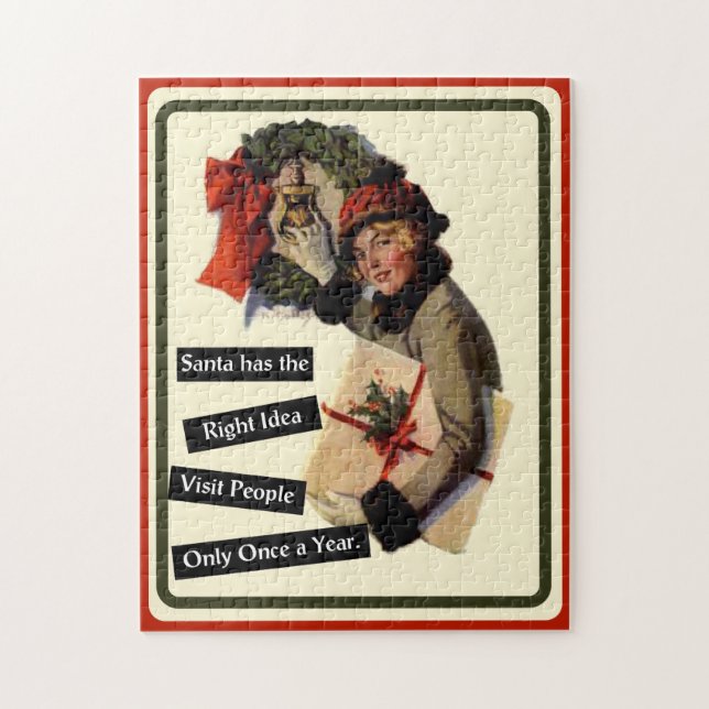 Puzzle Navidades visitan vacaciones divertidas en Vintage (Vertical)