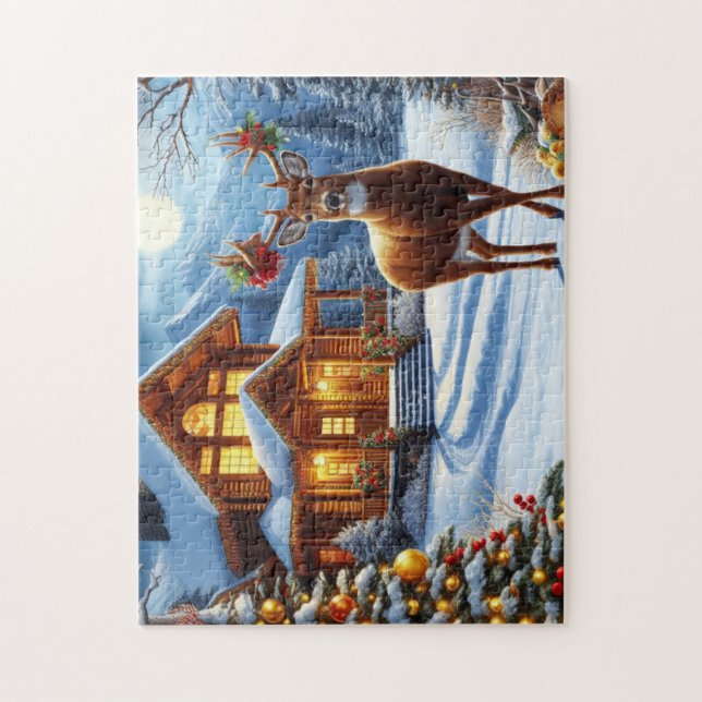Puzzle Navidades/Winter Deer Lodge (Vertical)