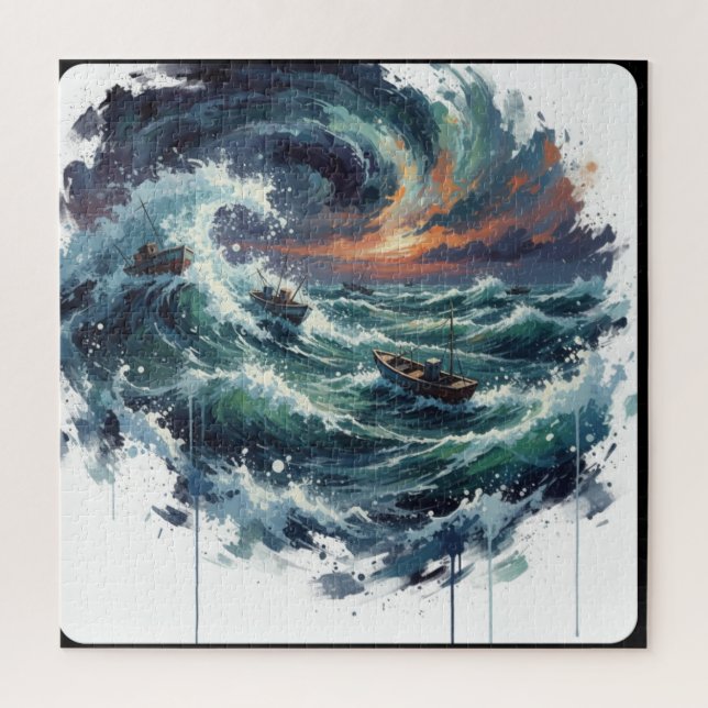 Puzzle Navigating the Azure Swirl (Vertical)