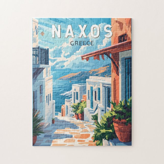 Puzzle Naxos Grecia Viaje al arte Vintage (Vertical)