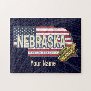 Puzzle Nebraska Estados Unidos Retro State Map Vintage US