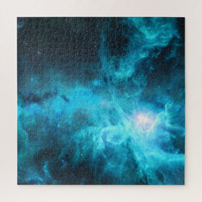 Puzzle Nebulosa de origen, luz azul, astronomía. (Vertical)