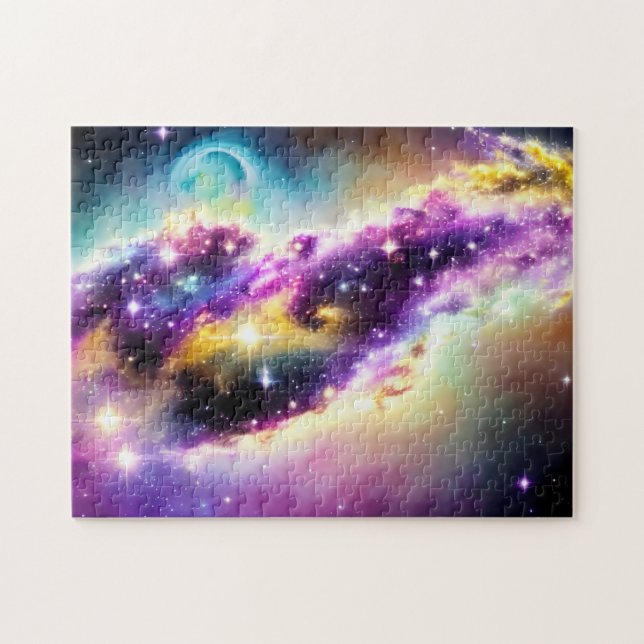 Puzzle Nebulosa de rosa y morado en el universo de fantas (Horizontal)