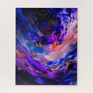 Puzzle Nebulosa del espacio púrpura en tinta de alcohol