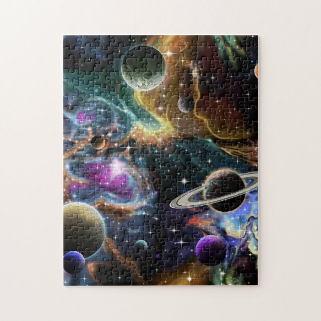 Puzzle Nebulosa espacial y planetas (Vertical)