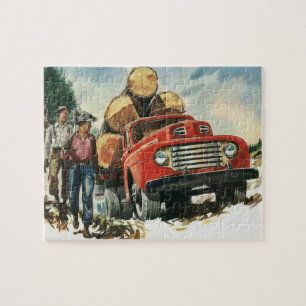 Puzzle Negocio de Antigüedades, Camión de Madera con Leña