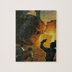 Puzzle Negocio vintage, industria de manufactura de acero