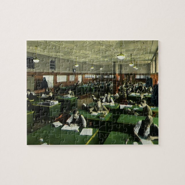 Puzzle Negocio vintage, periodistas en oficina de periódi (Horizontal)