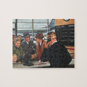 Puzzle Negocio Vintage, personas en la ventanilla de la a