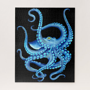 Puzzle Negro azul del pulpo
