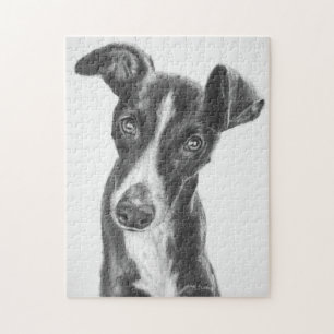 Puzzle Negro de Whippet con el resplandor blanco