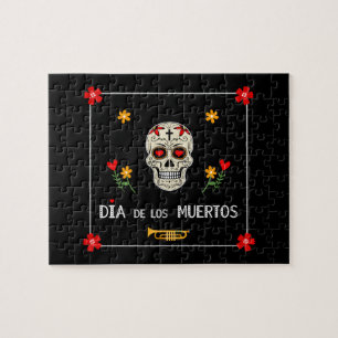 Puzzle Negro gótico Dia de los Muertos Flor de azucar
