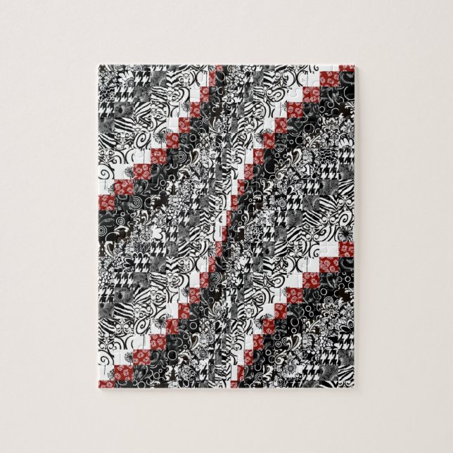 Puzzle Negro rojo del personalizar del modelo del edredón (Vertical)