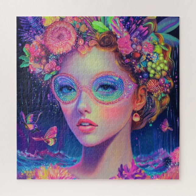 Puzzle Neon Garden Goddess (Vertical)