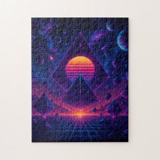 Puzzle Neon Geometric Ascension in Deep Space
