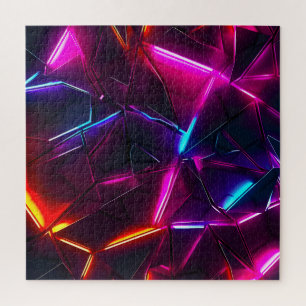 Puzzle Neón Geométrico Abstracto Futurista Ciberpunk