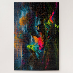 Puzzle Neon Ghosts en un entorno de fantasía