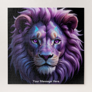 Puzzle Neon Majesty Rich Vibrant Colorful Lion Wildlife