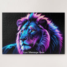 Neon Majesty Vibrant Arty Lion Colorful Wildlife
