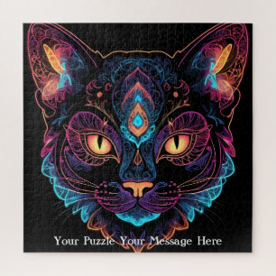 Puzzle Neon Mandala Cat