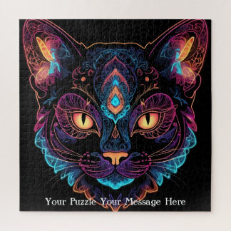 Puzzle Neon Mandala Cat