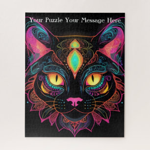 Puzzle Neon Mandala Cat