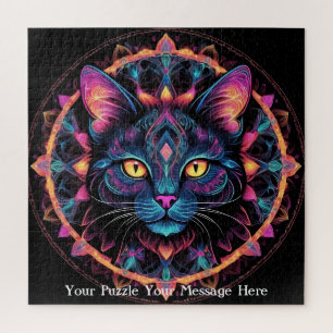 Puzzle Neon Mandala Cat