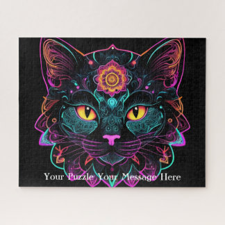 Puzzle Neon Mandala Cat