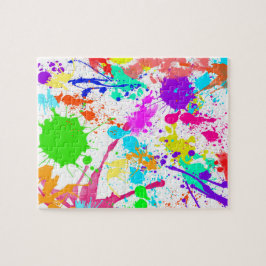 Puzzle Neon Paint Splatter Colorful